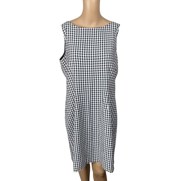 Vtg 90s Rabbit Designs Black White Gingham Check Sheath Dress SZ 14 - Picture 1 of 7